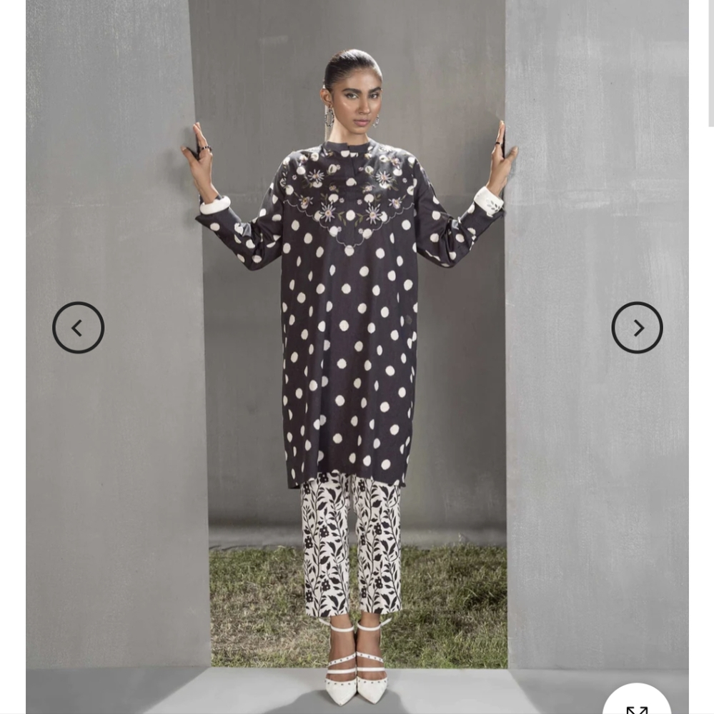 NWT Nishat Linen two piece polka dot dress